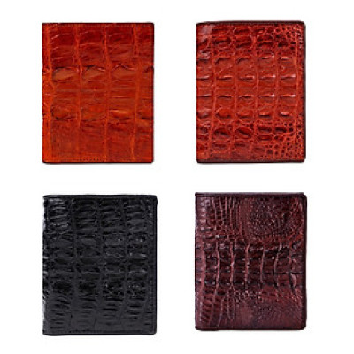 HJ2257-2258-2259-2701 - Ví nam Huy Hoàng da cá sấu kiểu đứng gai đuôi màu vàng bò, đen, nâu đỏ, nâu đất