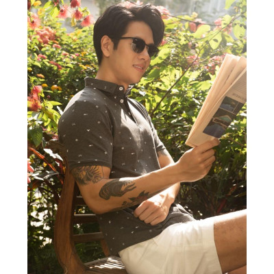 Áo Thun Cotton Xám Họa Tiết TC366-XIHT