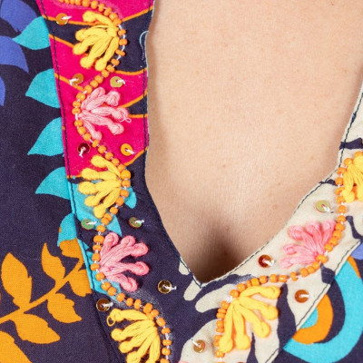 Đầm Thêu Xẻ Tà Cotton Isla Bonita