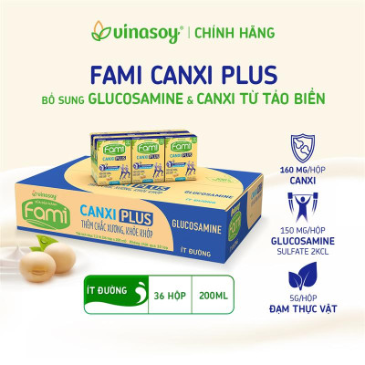 Thùng sữa đậu nành Vinasoy Fami Canxi Plus hộp (200ml x 36 hộp)