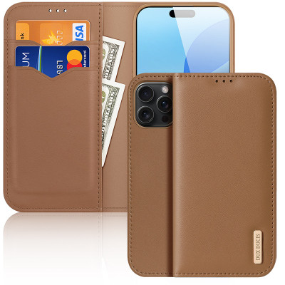 Bao da dành cho iPhone 16 Pro Max , iPhone 16 Pro , iPhone 15 Pro Max , iPhone 15 Pro Dux Ducis Hivo Series dạng ví có ngăn đựng thẻ đựng tiền tiện lợi - hàng chính hãng