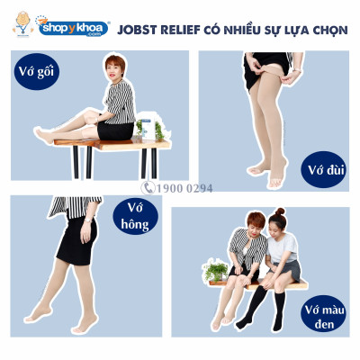 Vớ y khoa quần JOBST Relief - Cơ bản, màu da, kín ngón, 20-30mmHg, giãn tĩnh mạch chân (tất y khoa)