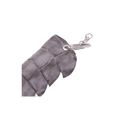 Móc khóa da cá sấu Huy Hoàng gai đuôi màu xám-HP8238