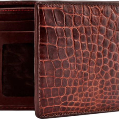 Ví Nam Da Cá Sấu Gai Lưng Huy Hoàng HT2211 (12.5 x 10 cm) - Nâu Đỏ