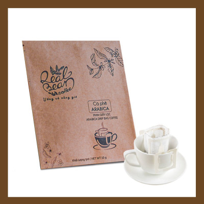 Cà phê phin giấy tiện lợi – Hộp 10 Gói – 100% Rang Mộc – Vị Đậm, Thơm Nồng – REAL BEAN COFFEE