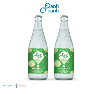 Thùng 12 chai Nước Khoáng Thiên Nhiên Có Ga Đảnh Thạnh Khoáng Chanh chai thủy tinh 430ml