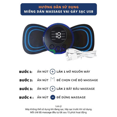 Máy Massage Xung Điện Cánh Bướm Toàn Thân 8 Chế Độ 19 Cường Độ Giảm Đau Miếng Dán