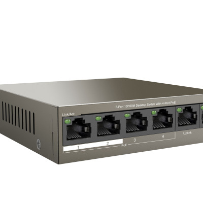 Bộ chia mạng switch 6 cổng 10/100Mbps TEF1106P-4-63W Tenda hàng chính hãng