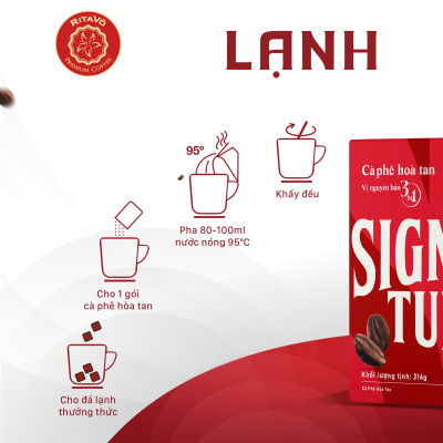 Cà phê hoà tan Rita Võ Cafe 3in1 signature [Hộp 216g x 12 gói]