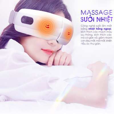 Máy Massage Mắt Nhiệt Hồng Ngoại Buheung MK-321 Giúp thư giãn mắt, gấp gọn 180 độ, BH chính hãng 12 tháng