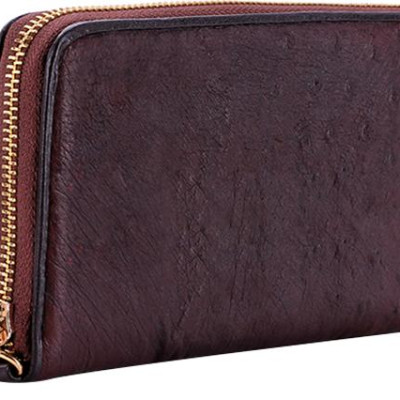 Ví Nữ Da Đà Điểu Khóa Huy Hoàng HT3443 (11 x 22 cm) - Nâu Đất