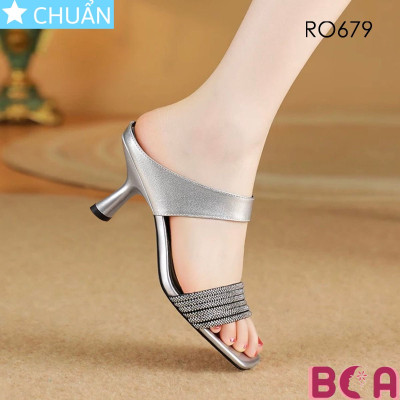 Sandal nữ quai ngang đính đá cao 6 phân RO679 ROSATA tại BCASHOP gót nhỏ tôn dáng, tôn da vừa sang trọng vừa thời trang