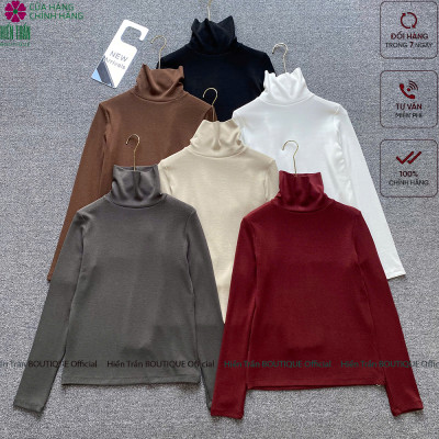 Áo giữ nhiệt nữ Hiền Trần BOUTIQUE cổ lọ dài tay chất vải cotton mềm mại kiểu dáng suông phong cách thanh lịch A14 Women