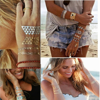 Xăm henna tạm thời ánh nhũ, miếng dán ánh kim cổ tay, vòng chân, cánh tay tha thu Legaxi