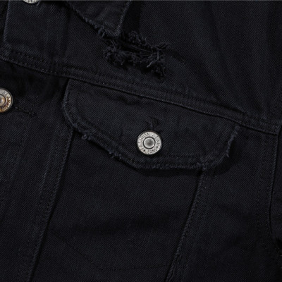 Áo khoác Jeans Nam Đen túi vuông 