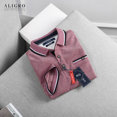 Áo polo nam cộc tay trơn màu hồng aligro ALGPLO42