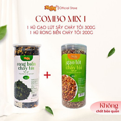 [COMBO MIX 1] 1 Hũ gạo lứt sấy rong biển/cháy tỏi giảm cân ăn liền + 1 Hũ Rong biển cháy tỏi ăn vặt