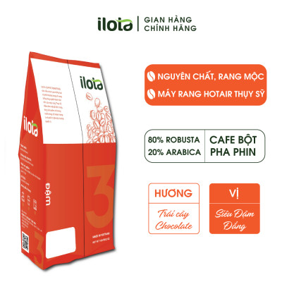 Cà phê ILOTA 3 ĐẬM rang xay nguyên chất dạng xay mộc Arabica Robusta gói 500gr
