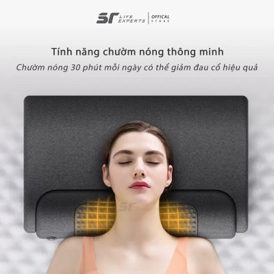 Gối Đầu Tích Hợp Massage Chườm Nóng, Gối Ngủ Cao Su Non Thư Giãn, Kê Cổ Giảm Đau Mõi Cổ Vai Gáy, Ngủ Ngáy - Sairui