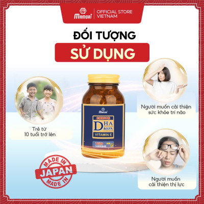 Combo 2 Hộp Viên Uống Bổ Xung DHA + EPA + Vitamin E Mamori Giúp Tăng Cường Trí Nhớ Tăng cường Thị Lực và Sức Khỏe Tim Mạch (455 mg x 60 viên)