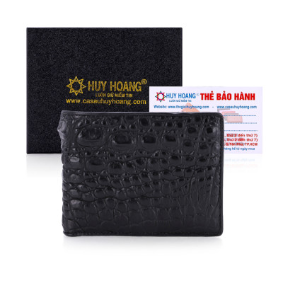 HT2201-02-03-40 - Ví nam Huy Hoàng da cá sấu gai bụng màu đen, nâu đỏ, vàng, nâu đất