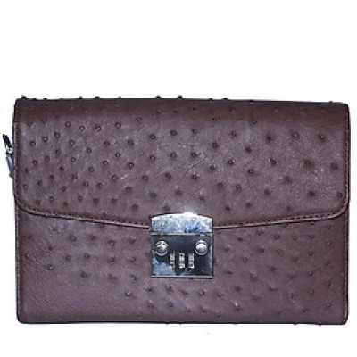 Túi cầm tay nữ Huy Hoàng da đà điểu màu nâu đất HC6452