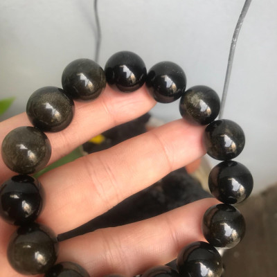 VÒNG ĐÁ MẮT MÈO OBSIDEN 14LY NAM THUỶ THUỶ ĐÁ TỰ NHIÊN 