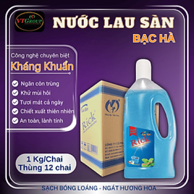 Nước Lau Sàn Rick 1kg (12 chai/thùng) - Tặng 1 Chai Rửa Chén Zily Chanh Dây 750g