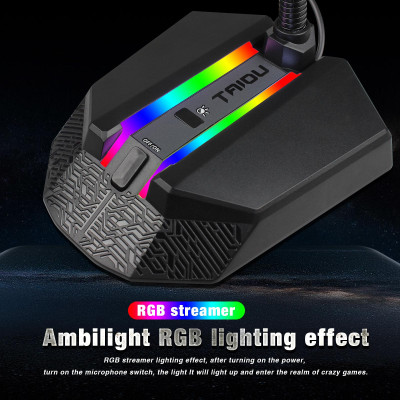 HSXJ TSP202 USB Microphone for Computer 360°Omnidirectional Pickup Microphone RGB Lighting Microphone