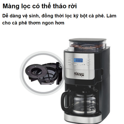 Máy pha cà phê bán tự động thương hiệu DSP KA3055 - Công suất 1000W - HÀNG NHẬP KHẨU 