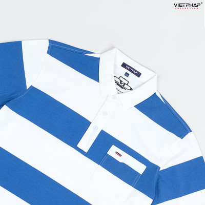 Áo Polo Nam VIỆT PHÁP Form Luxury -  Thun Cây Dù Sọc Túi, lịch lãm, sang trọng 22812