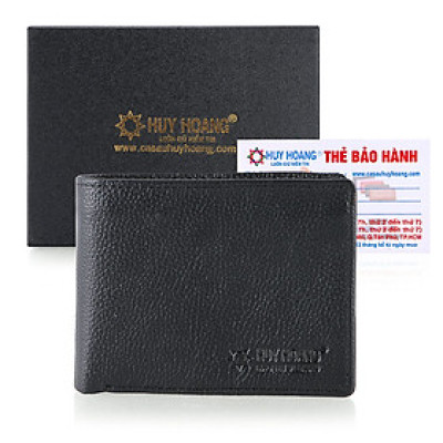 HJ2126 - Ví nam Huy Hoàng da bò mini màu đen