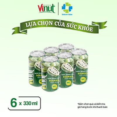 Lốc 6 Lon Nước Ép Mãng Cầu Lon 330 ml 