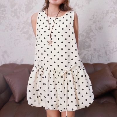 Đầm ngắn babydoll kiểu dáng đầm bí hoạ tiết chấm bi Polka Miều Est.2013