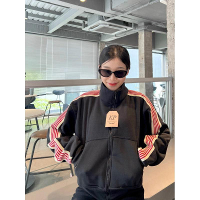 Áo khoác chống nắng cho nữ Viền Sọc Cổ Trụ Dáng Lửng thời trang cực hót-A2102