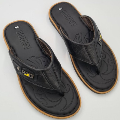 Dép kẹp nam da bò DONAVY cao cấp kiểu đính khuy thời trang 