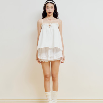 DOTTIE - Chân váy nhún quần bí - Trắng - S0272