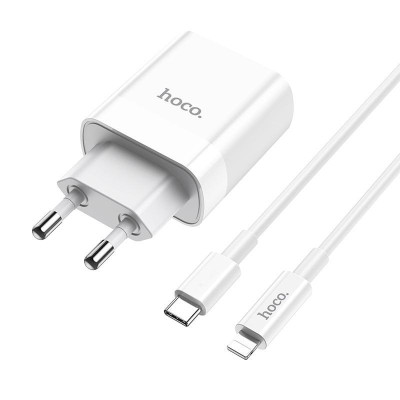 Bộ sạc PD 20W hoco. C80A – Hàng Chính Hãng 2 cổng ( USB + Type-C ) sạc nhanh 3A, Quick Charger 3.0 cho iPhone/iPad ( kèm dây 1m )