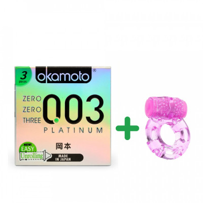 [Hộp 3 chiếc tặng kèm nhẫn massage] Bao cao su Cao Cấp Nhật Bản Okamoto 0.03 Platinum Trong Suốt Mềm Mại 