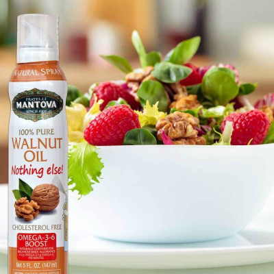Dầu Ăn Dạng Xịt Quả Óc Chó Mantova (147ml) - Walnut Oil Spray (147ml) - Ít calo, ăn kiêng, 100% nguyên chất không phụ gia
