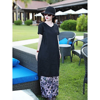 Đầm đũi suông nữ cổ tim ngắn tay, form suông thiết kế đơn giản dễ mặc Haint Boutique Da196