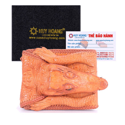 HJ2270-71-72-73 - Ví nam Huy Hoàng da cá sấu nguyên con vip màu đen, nâu đỏ, vàng bò, nâu đất