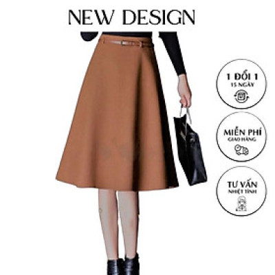 Chân váy xòe midi New Design thiết kế phom chuẩn thanh lịch chất liệu vải nhập tốt CV0034