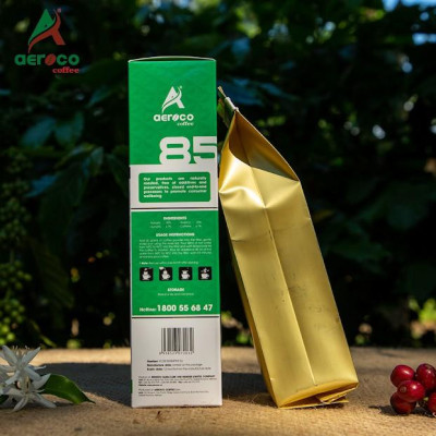 Cà phê bột pha phin AEROCO 85 nguyên chất 100% rang mộc hậu vị ngọt thơm quyến rũ, hộp 250g 