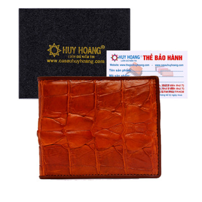 Ví Nam Da Cá Sấu Gai Đuôi Huy Hoàng HT2209 (12.5 x 10 cm) - Vàng