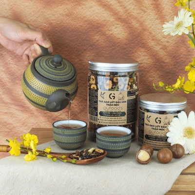 [Vị Thảo Mộc] - Trà Gạo Lứt Đậu Đen GUfoods hũ 200g/ 500g - Hỗ Trợ Giấc Ngủ, Cải Thiện Tinh Thần, Tốt Cho Sức Khoẻ