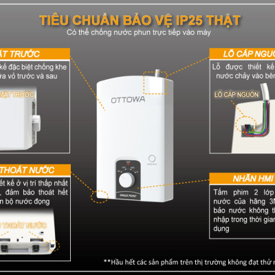 Máy tắm nước nóng OTTOWA TC45P01, Hàng chính hãng