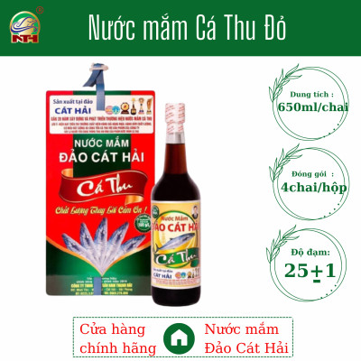 Hộp 4 chai Nước mắm cá thu Đỏ ngon, độ đạm cao, hàng chất lượng, dung tích 650ml/chai