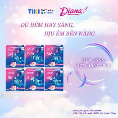 Combo 6 Băng Vệ Sinh Diana Siêu Thấm Siêu Mỏng 0.1 (Gói 8 Miếng)