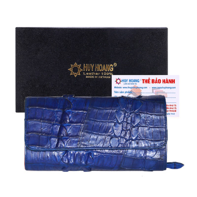Túi xách nữ da cá sấu Huy Hoàng đeo chéo 2 gai màu xanh dương HC6283